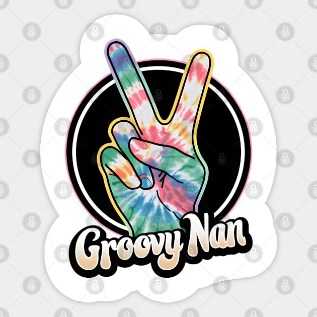 "Tie-Dye Groovy Nan Peace Sign"- Retro Cute Hipster Shrooms Sticker by stickercuffs